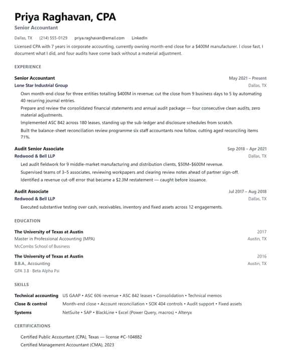 ATS Friendly Accountant Resume Template