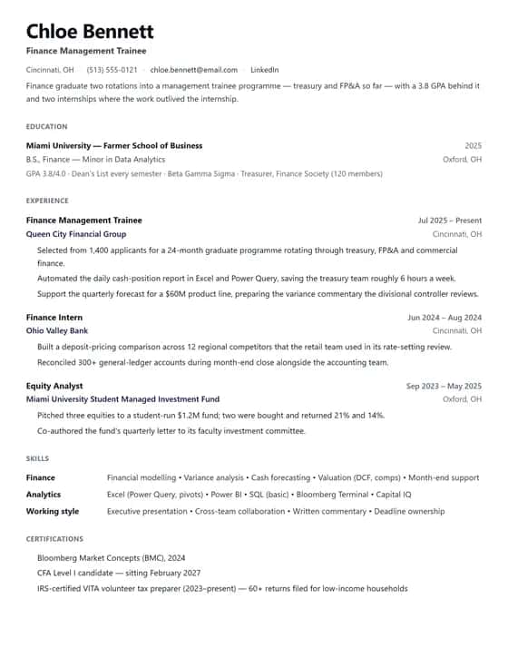 ATS Friendly Entry Level Resume Template