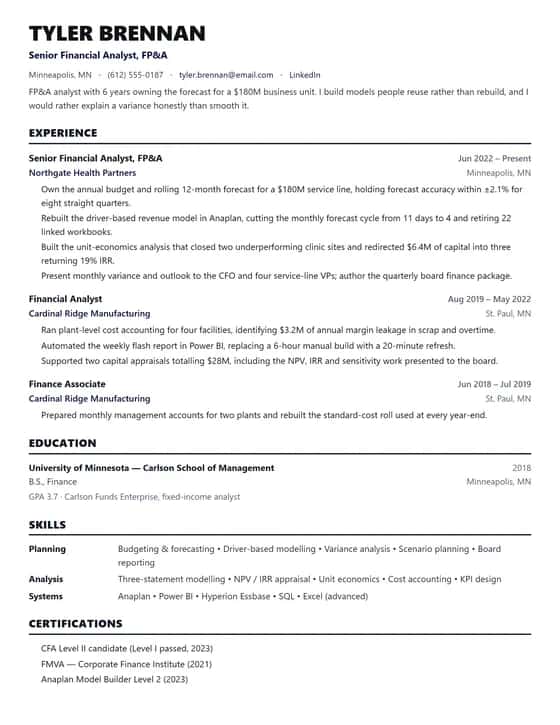 ATS Friendly Financial Analyst Resume Template