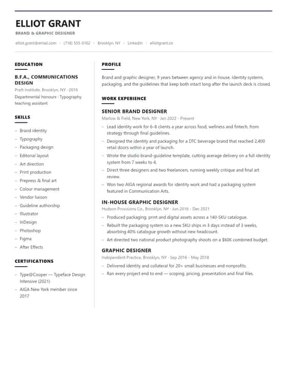 ATS Friendly Graphic Designer Resume Template