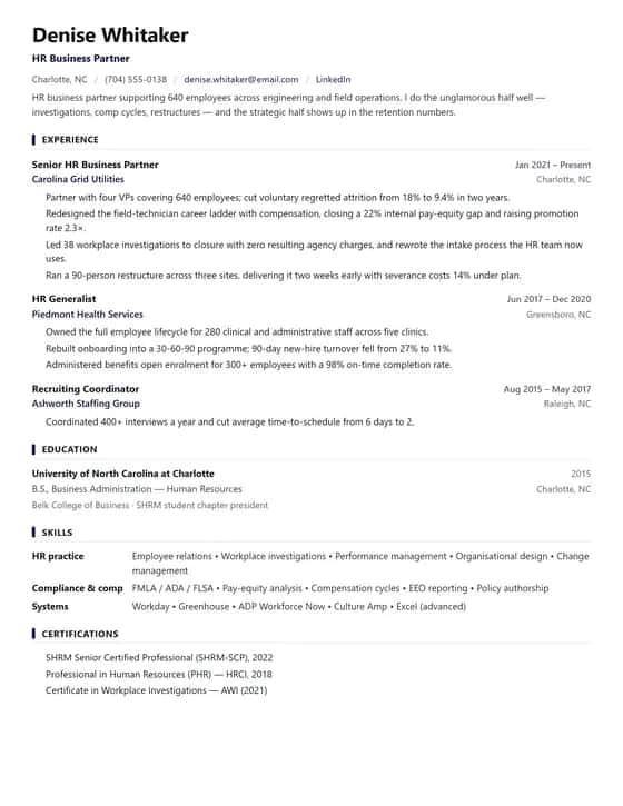 ATS Friendly HR Manager Resume Template