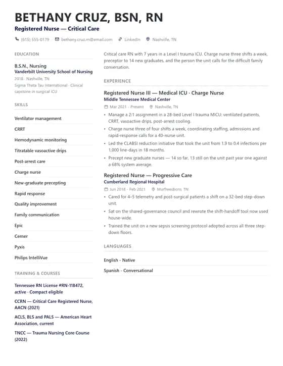 ATS Friendly Nurse Resume Template
