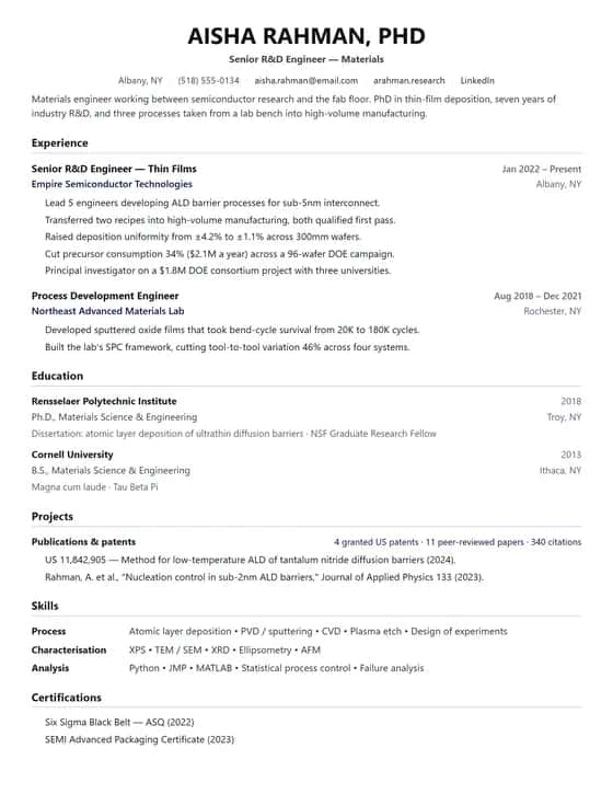 ATS Friendly Research Engineer Resume Template