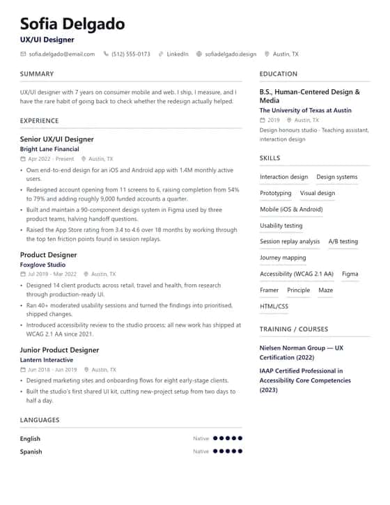 ATS Friendly UX Designer Resume Template