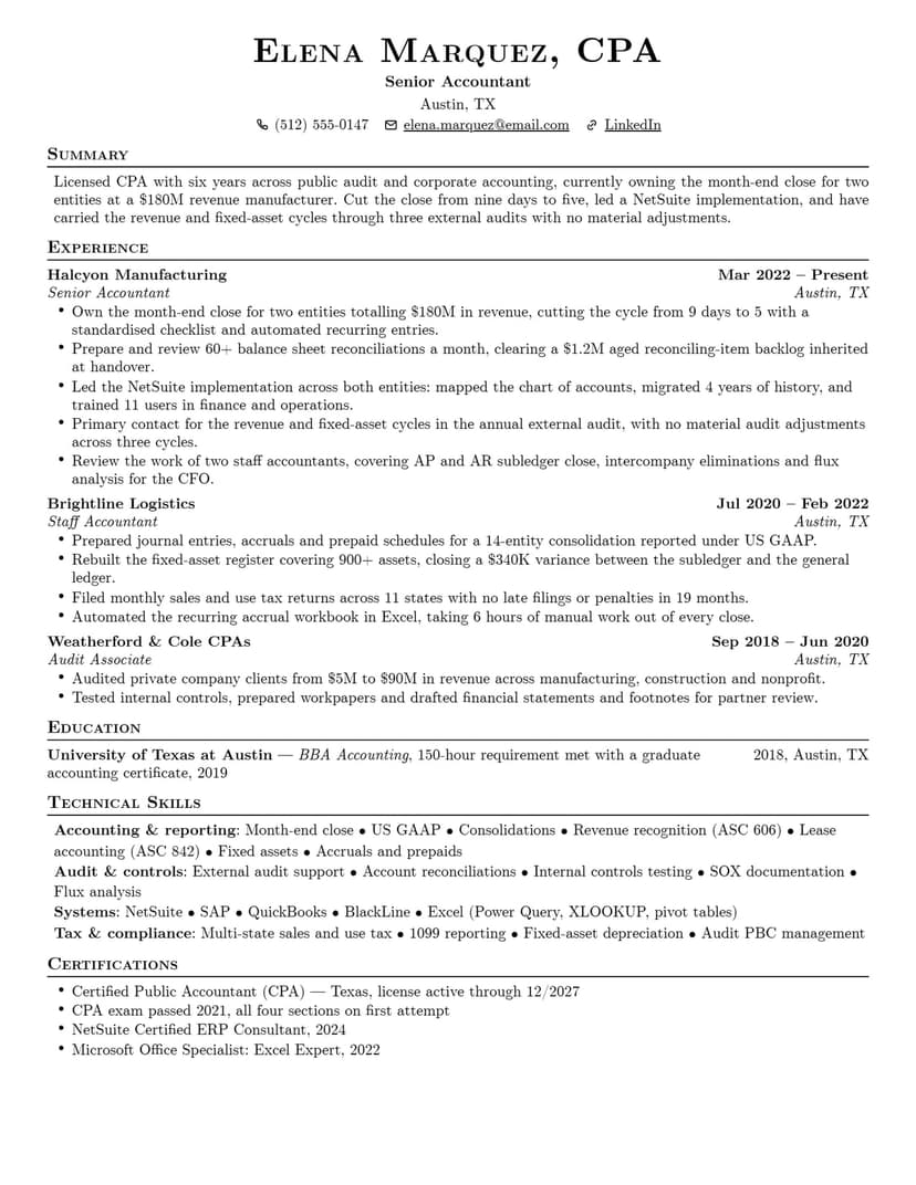 Accountant resume sample