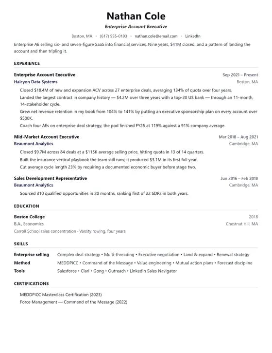 Management & MBA resume sample