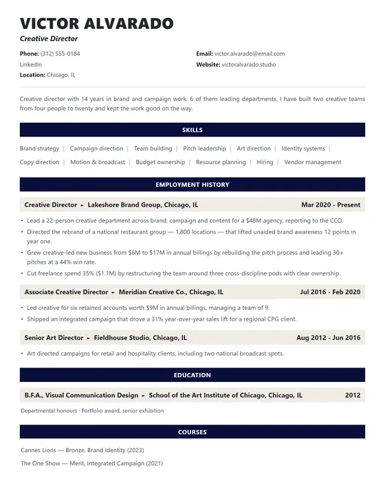 ATS friendly executive resume template